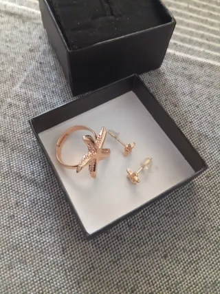 Anillo y Pendientes Estrella de Mar bañados en oro