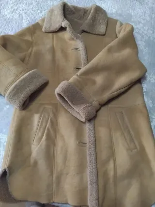 Chaquetón Piel Cordero Beige/Marrón