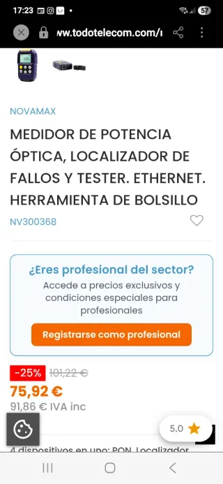 Medidor Potencia Óptica 1550nm
