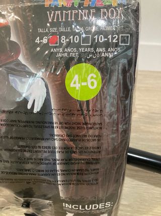 Disfraz Vampiro Talla 4/6 años + Capa