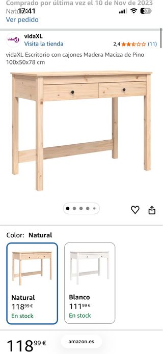 Escritorio de pino macizo