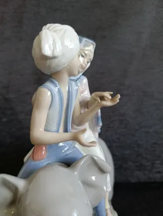 Figura Lladró Niños Hindúes y Elefante