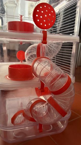 Jaula hámster 3 niveles naranja y transparente