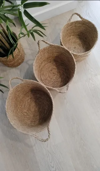 Conjunto 3 Cestas Fibras Naturales Estilo Nórdico