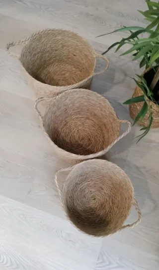 Conjunto 3 Cestas Fibras Naturales Estilo Nórdico