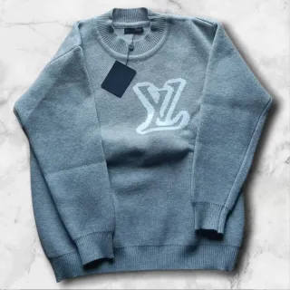 Maglione Louis Vuitton Logo Intarsia Grigio NWT