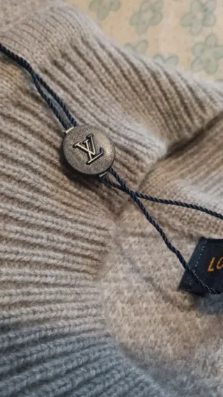 Maglione Louis Vuitton Logo Intarsia Grigio NWT