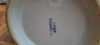 Jarrón de cerámica grande azul y blanco