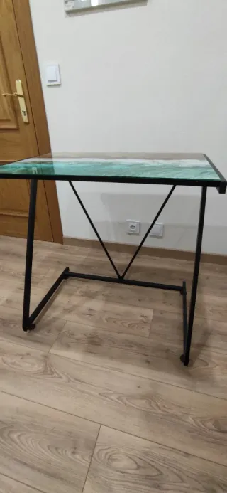 Mesa auxiliar cristal dibujo marino