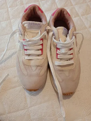 Deportivas Mustang Mujer Beige y Rosa