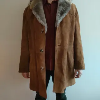 Abrigo Vintage Piel Ante Marrón