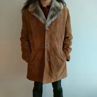 Abrigo Vintage Piel Ante Marrón