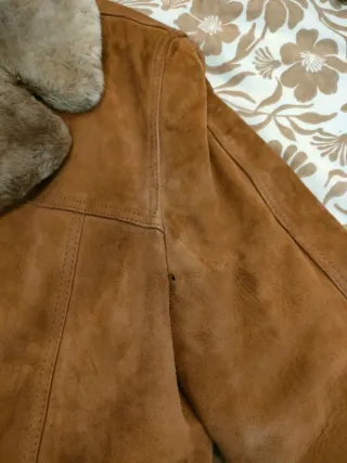 Abrigo Vintage Piel Ante Marrón