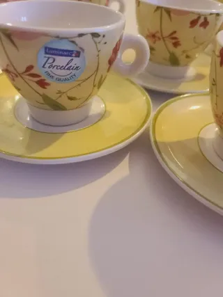 Juego 6 Tazas Café Porcelana Flores