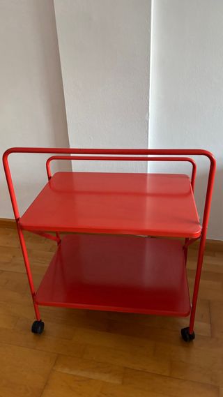 Carro auxiliar Ikea rojo acero