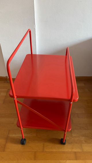 Carro auxiliar Ikea rojo acero