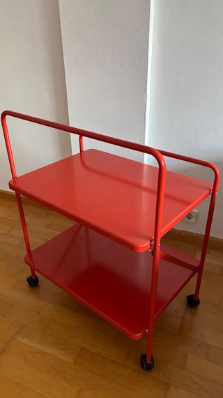 Carro auxiliar Ikea rojo acero
