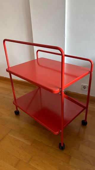 Carro auxiliar Ikea rojo acero