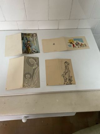 Lote de 4 felicitaciones de navidad antiguas