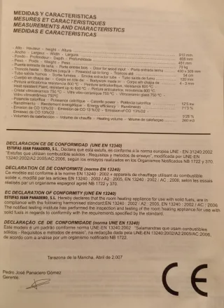 Estufa de leña París - Poco uso