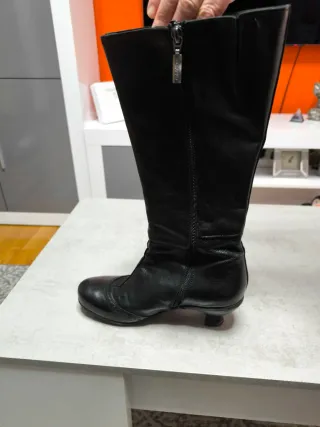 Botas altas de piel negro mujer