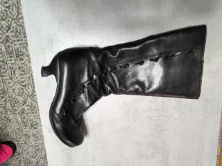 Botas altas de piel negro mujer