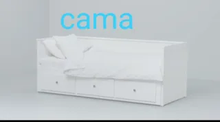 Cama blanca madera, modelo Hemnes de Ikea .