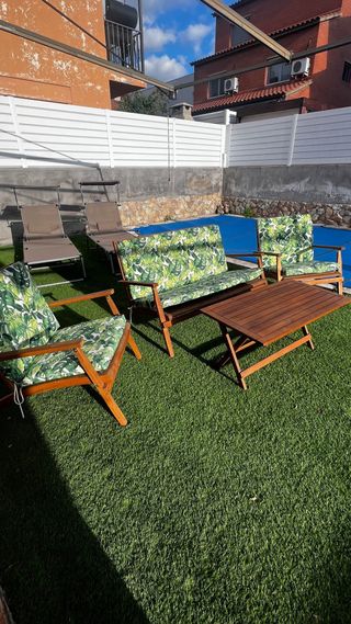 Conjunto de jardín: sofá y 2 sillones