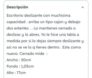 Escritorio deslizante gran capacidad