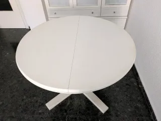 Mesa redonda extensible madera blanca