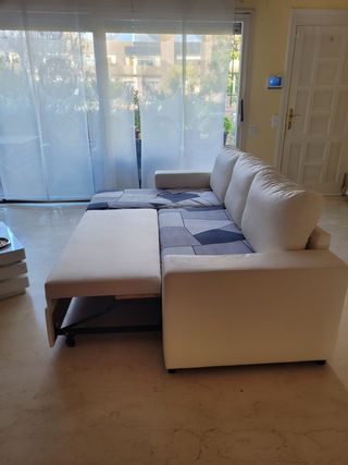 Sofá Cama Chaise Longue 3 Plazas Blanco