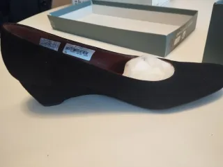 Zapatos ante negro mujer talla 38 tacón corrido,