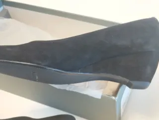 Zapatos ante negro mujer talla 38 tacón corrido,