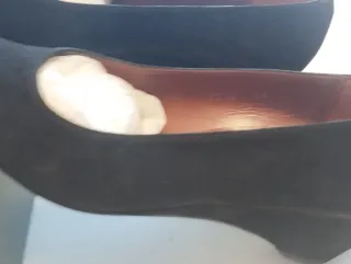 Zapatos ante negro mujer talla 38 tacón corrido,