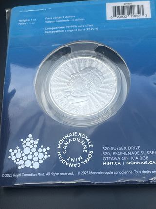 Moneda Oso Polar 1 oz Plata Pura Canadá 2025