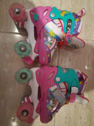 Patines de niña unicornio arcoíris