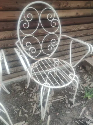 Juego de 2 Sillas antiguas de Hierro forjado