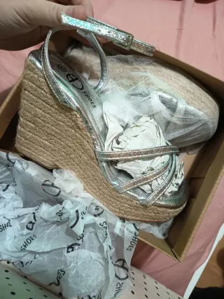 Sandalias de esparto CD SHOES plateadas