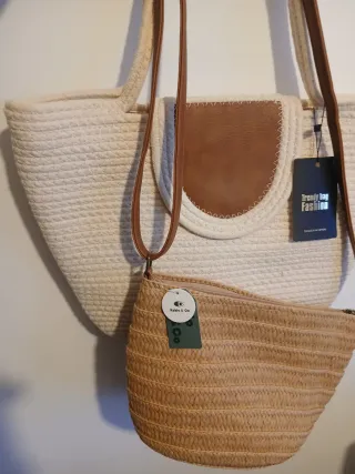 Bolso de mimbre claro y bolso de mimbre marro nuev