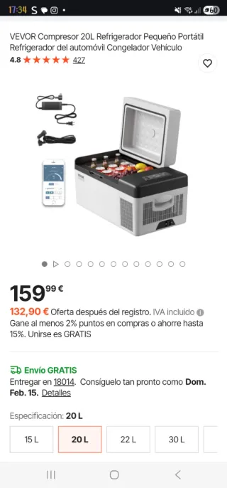 Nevera Portátil VEVOR 20L