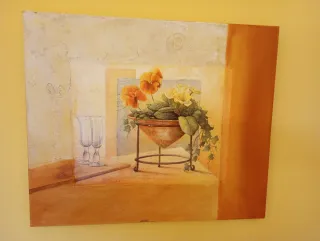 Cuadro decorativo flores y copas