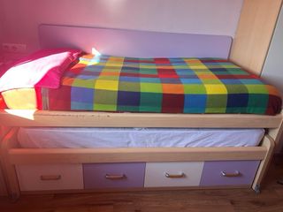 Cama juvenil con cajones y colchón