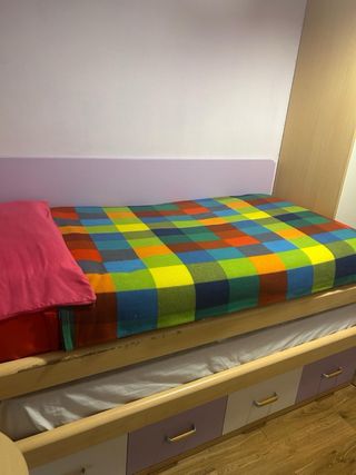 Cama juvenil con cajones y colchón