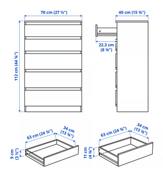 Cómoda IKEA KULLEN 5 cajones blanca (Como nueva)