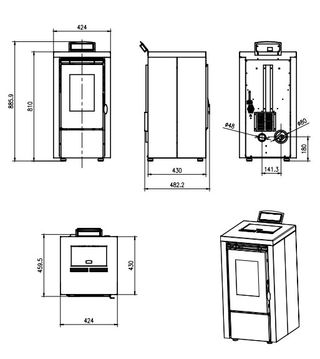 ESTUFA DE PELLET 6.7 Kw + KIT HUMOS B
