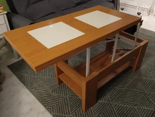 Mesa de centro extensible madera y cristal