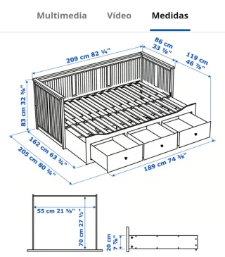 Diván Cama Nido Ikea Hemnes + 2 Colchones