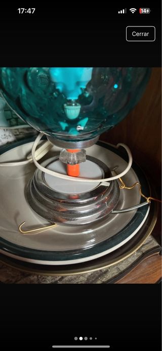 Lámpara Mesilla Space Age Cristal Azul