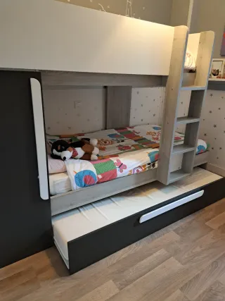 Cama litera con cajón cama y armario integrado