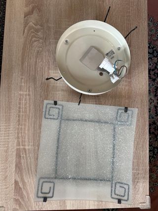 Lámpara de techo cuadrada cristal y metal